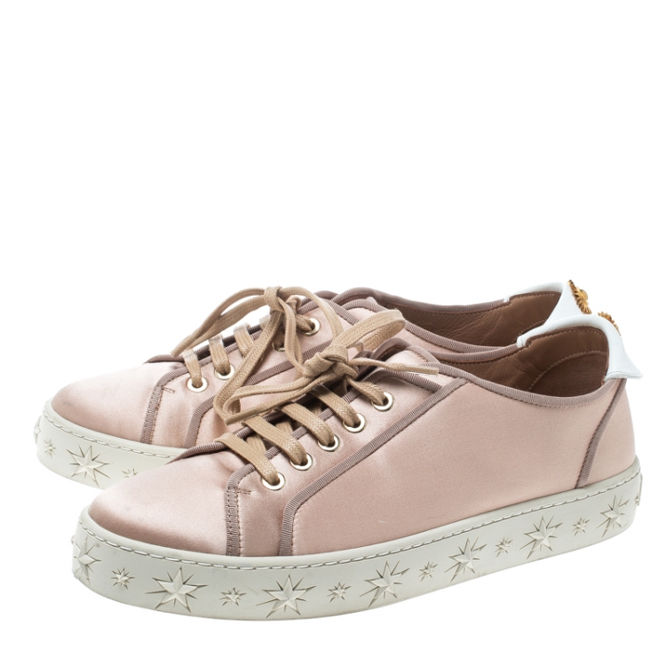 Pre Owned Aquazzura Blush Pink Satin L.A Low Top Sneakers Size 38