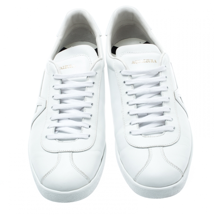 Pre Owned Aquazzura White leather The A Lace Up Sneakers Size 40