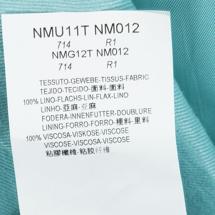 Pre Owned Armani Collezioni Teal Blue Linen Blazer XL