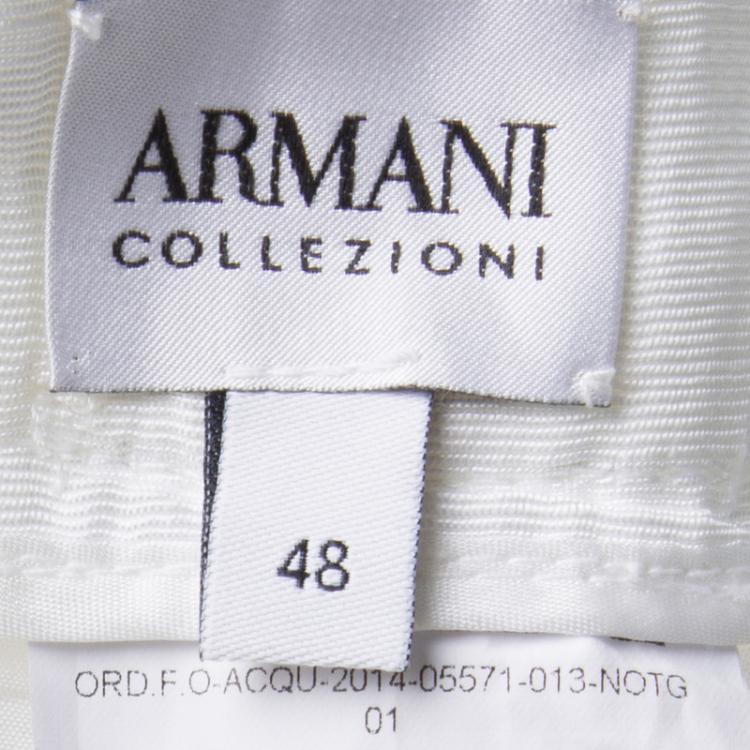 Pre Owned Armani Collezioni White Linen Wide Leg Pants L