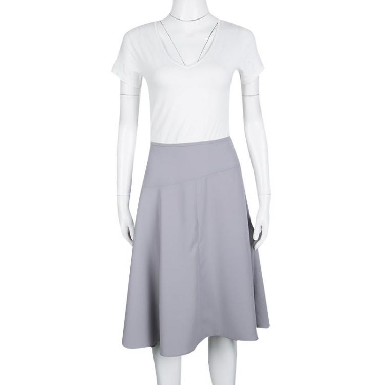 Pre Owned Armani Collezioni Grey Flared Skirt M