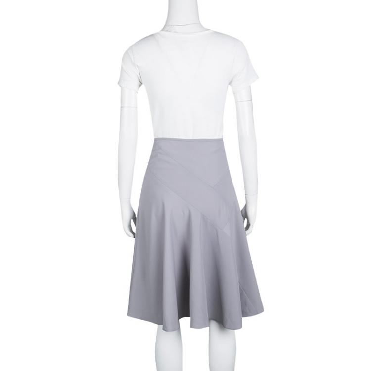 Pre Owned Armani Collezioni Grey Flared Skirt M
