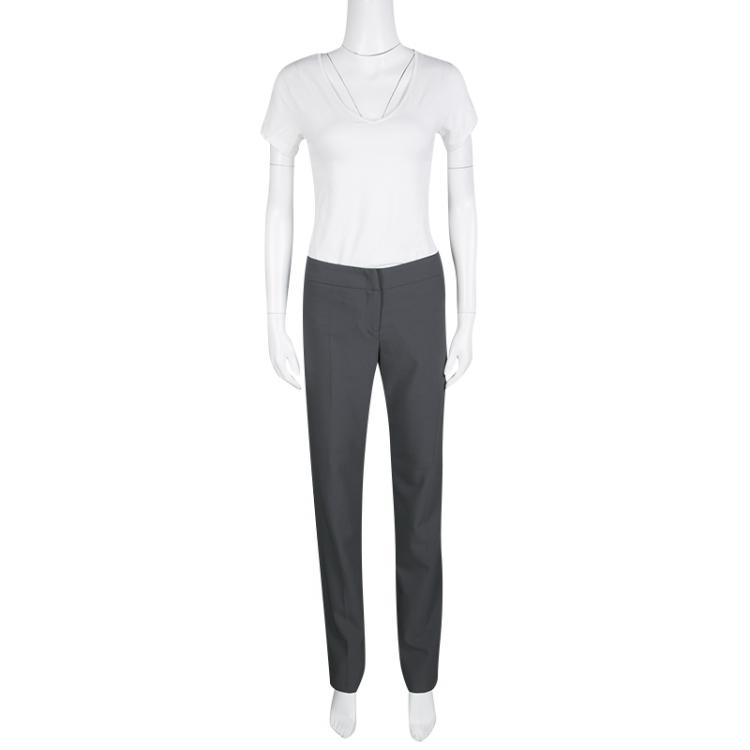 Pre Owned Armani Collezioni Grey Classic Wool Trousers L