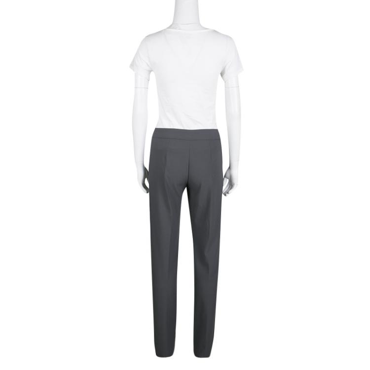 Pre Owned Armani Collezioni Grey Classic Wool Trousers L