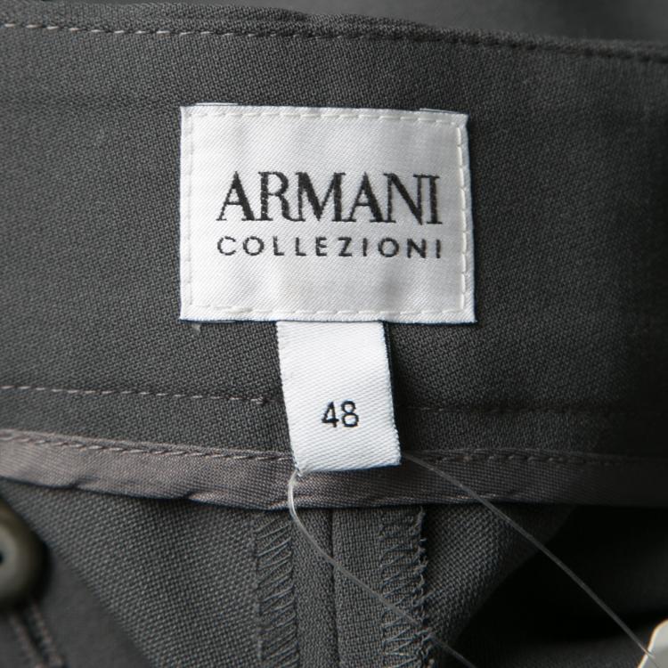 Pre Owned Armani Collezioni Grey Classic Wool Trousers L