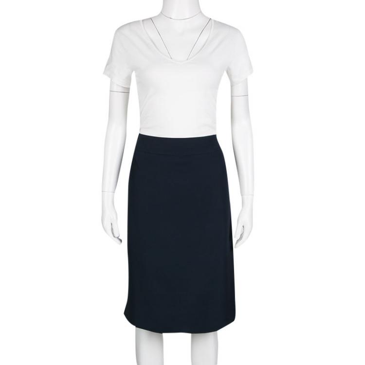 Pre Owned Armani Collezioni Navy Blue Pencil Skirt L
