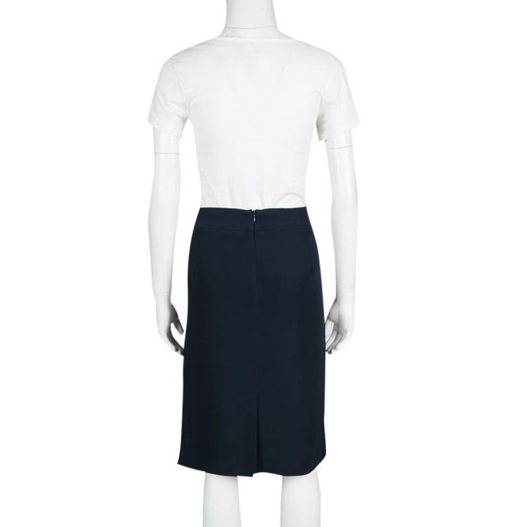 Pre Owned Armani Collezioni Navy Blue Pencil Skirt L