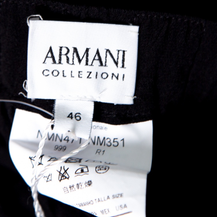 Pre Owned Armani Collezioni Black Silk Elasticized Waist Gathered Skirt L