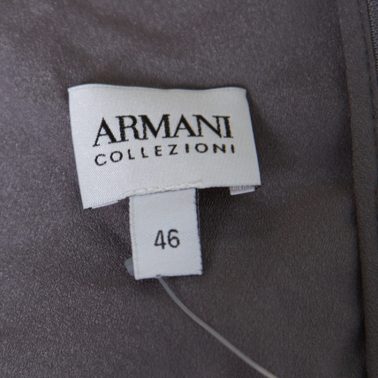 مملوكة مسبقًا Armani Collezioni Grey Floral Embroidered Pleated Organza Dress L