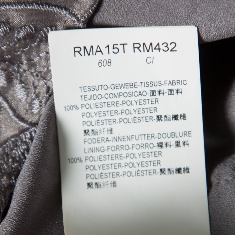 مملوكة مسبقًا Armani Collezioni Grey Floral Embroidered Pleated Organza Dress L