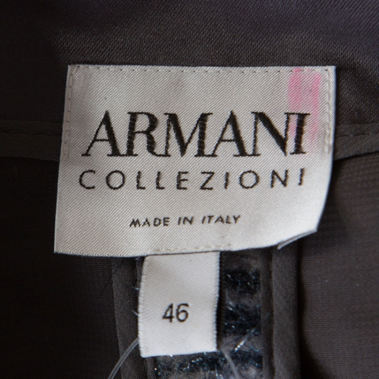 Pre Owned Armani Collezioni Metallic Blue Striped Fuzzy Blazer L