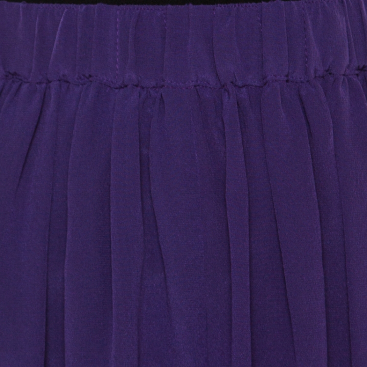Pre Owned Armani Collezioni Purple Silk Pleated Divided Skirt L