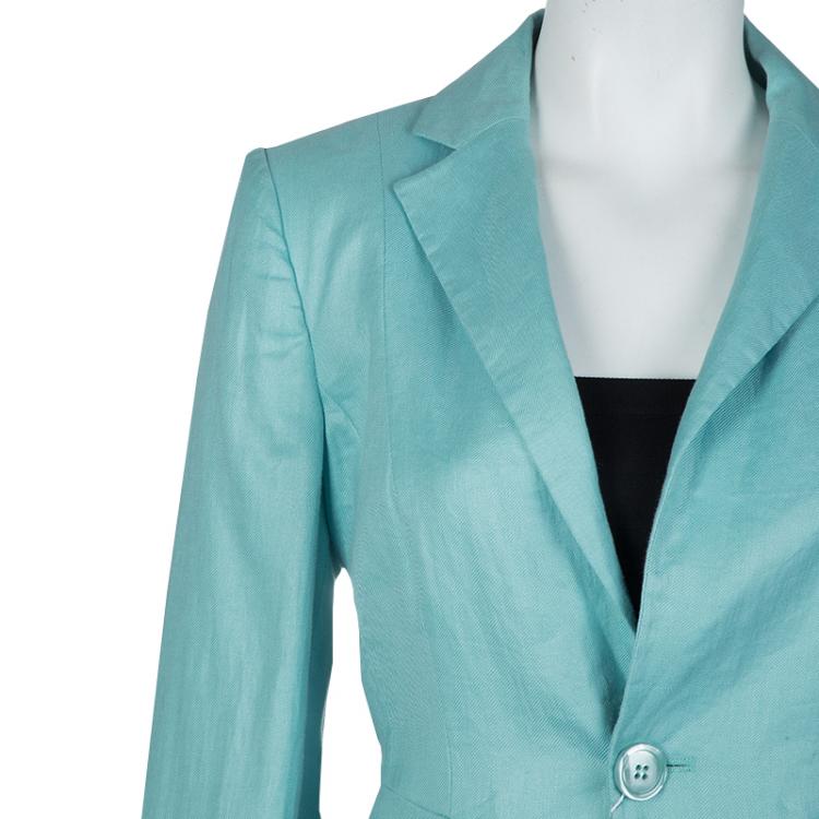 Pre Owned Armani Collezioni Turquoise Linen Pant Suit M