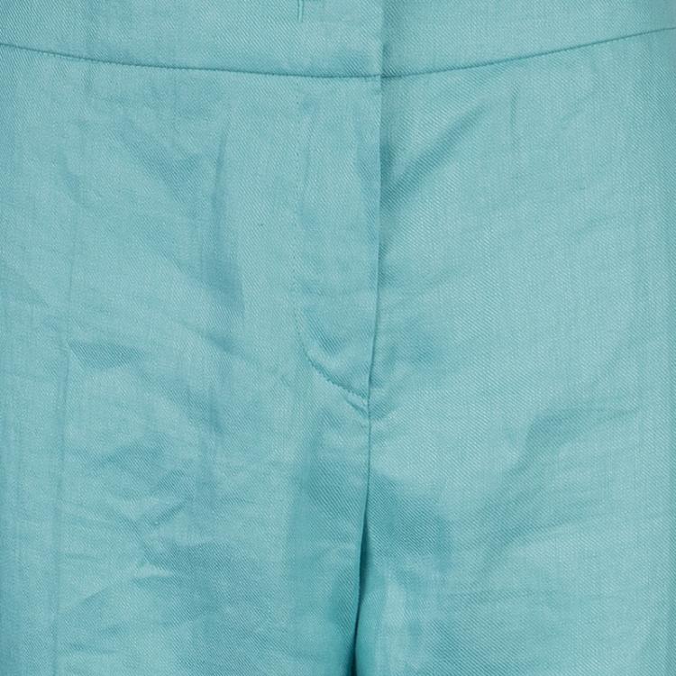 Pre Owned Armani Collezioni Turquoise Linen Pant Suit M