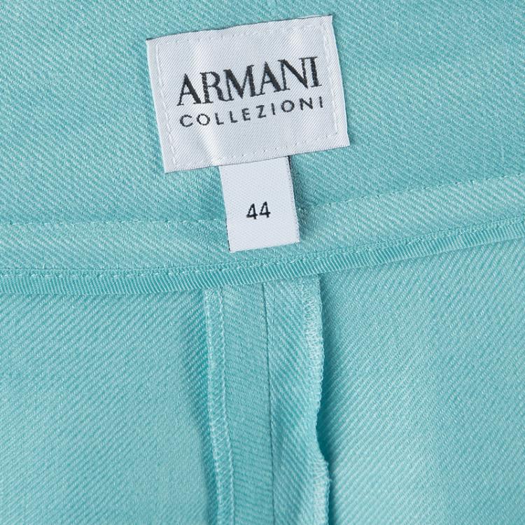 Pre Owned Armani Collezioni Turquoise Linen Pant Suit M