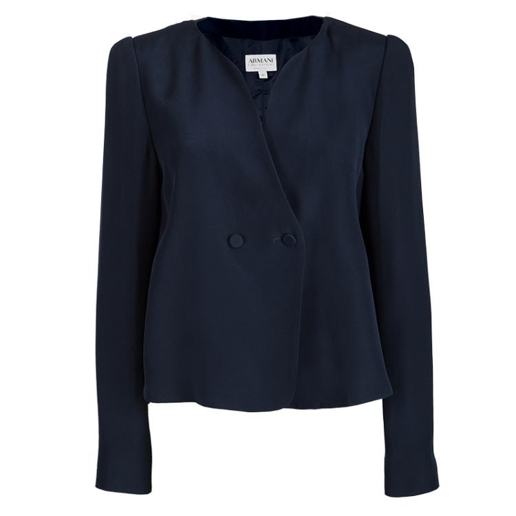 Pre Owned Armani Collezioni Navy Blue Cady Pant Suit M