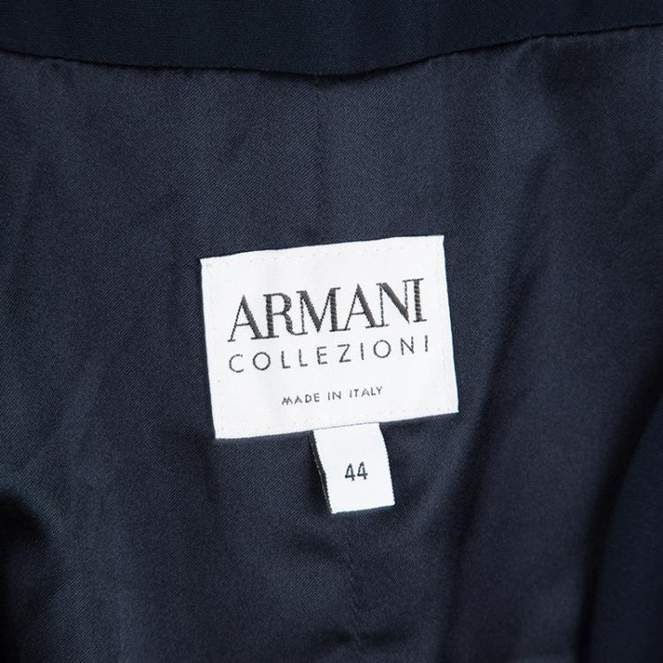 Pre Owned Armani Collezioni Navy Blue Cady Pant Suit M