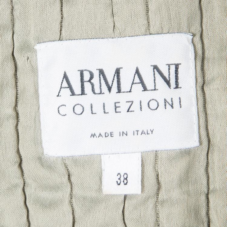 Pre Owned Armani Collezioni Grey Floral Jacquard Frog Button Detail Blazer S