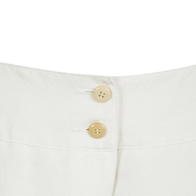 Pre Owned Armani Collezioni Cream Linen Silk High Waist Wide Leg Pants M