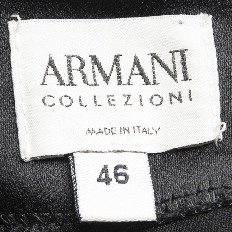 Pre Owned Armani Collezioni Black Textured Glitter Detail Cap Sleeve Dress L