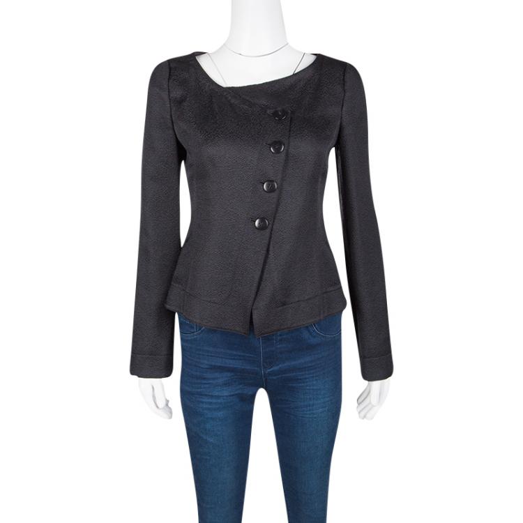 Pre Owned Armani Collezioni Black Textured Blazer S