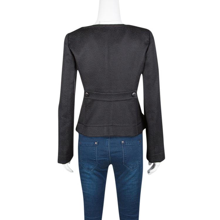 Pre Owned Armani Collezioni Black Textured Blazer S
