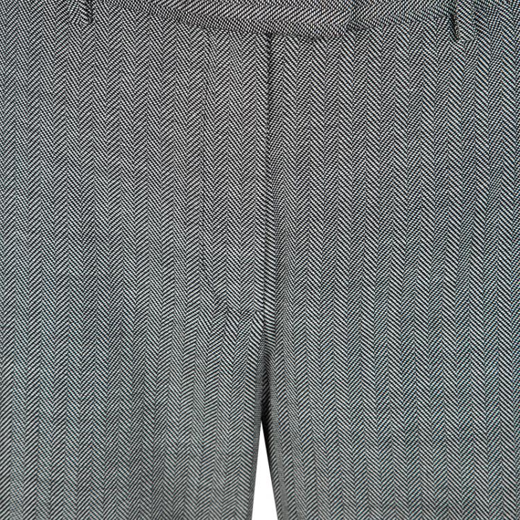 Pre Owned Armani Collezioni Monochrome Herringbone Weave Tailored Wool Trousers M
