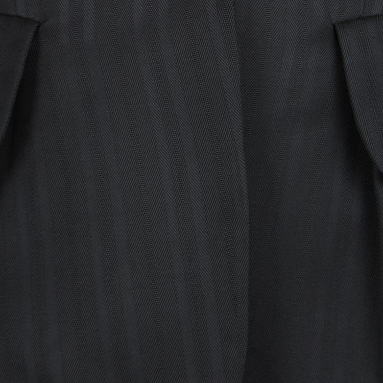Pre Owned Armani Collezioni Black Self Striped Wool Blend Pant Suit S