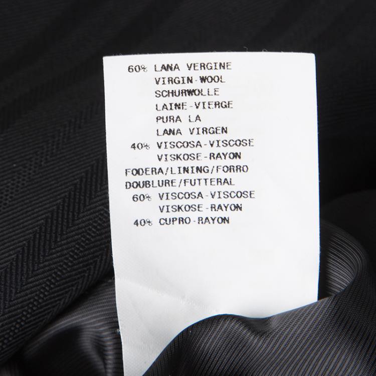 Pre Owned Armani Collezioni Black Self Striped Wool Blend Pant Suit S