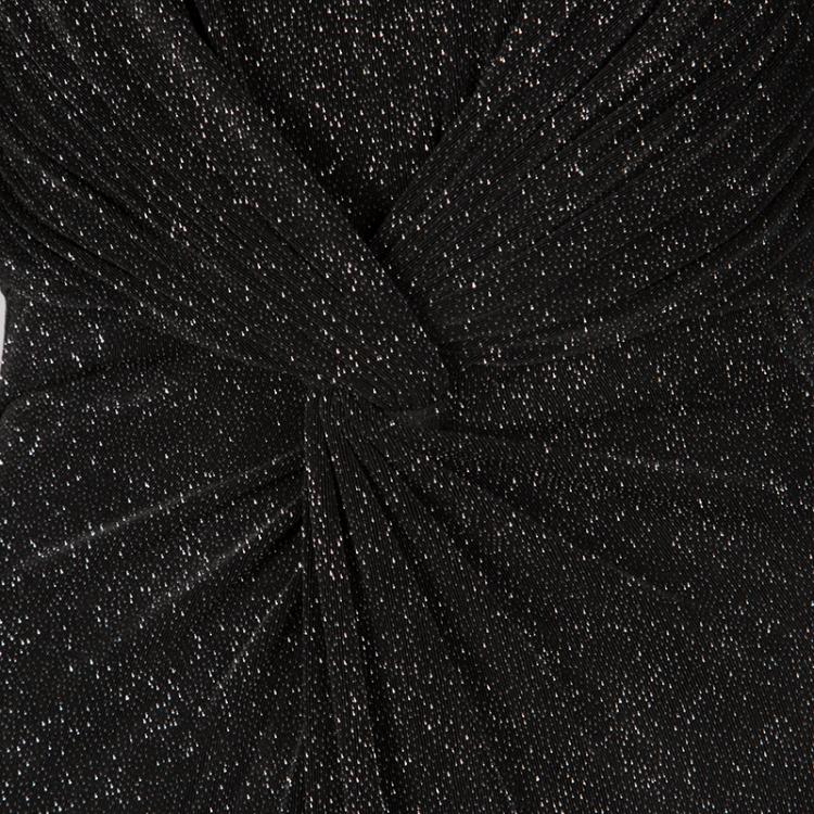 Pre Owned Armani Collezioni Black Glitter Twist Front Detail Long Sleeve Dress S