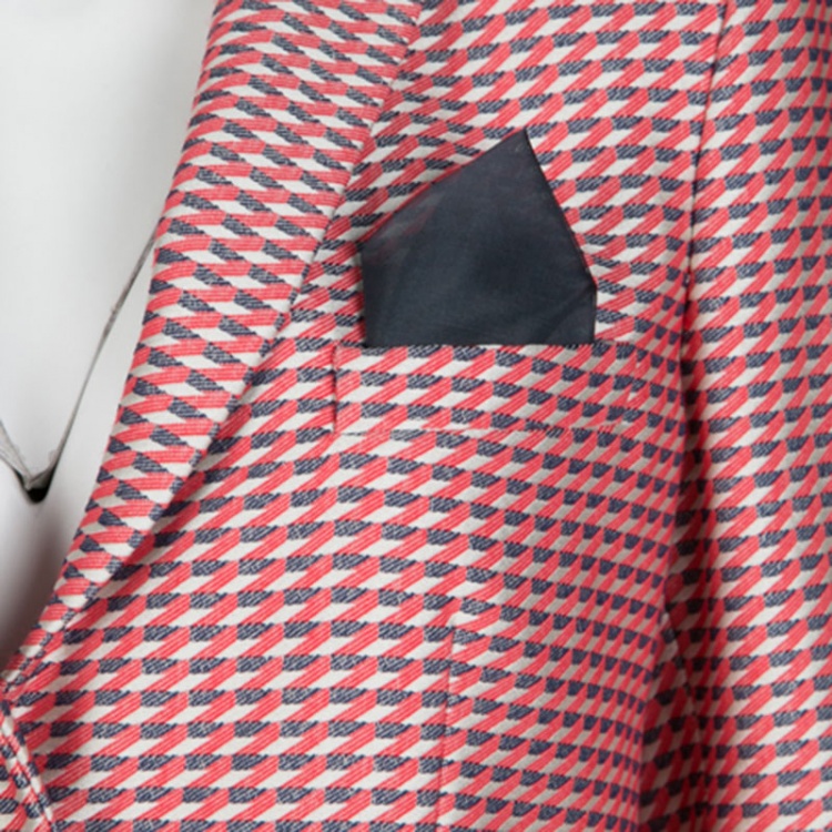 Pre Owned Armani Collezioni Geometric Jacquard Pocket Square Detail Blazer M