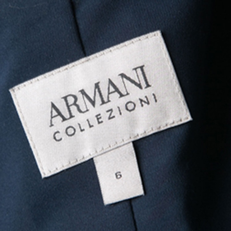 Pre Owned Armani Collezioni Geometric Jacquard Pocket Square Detail Blazer M