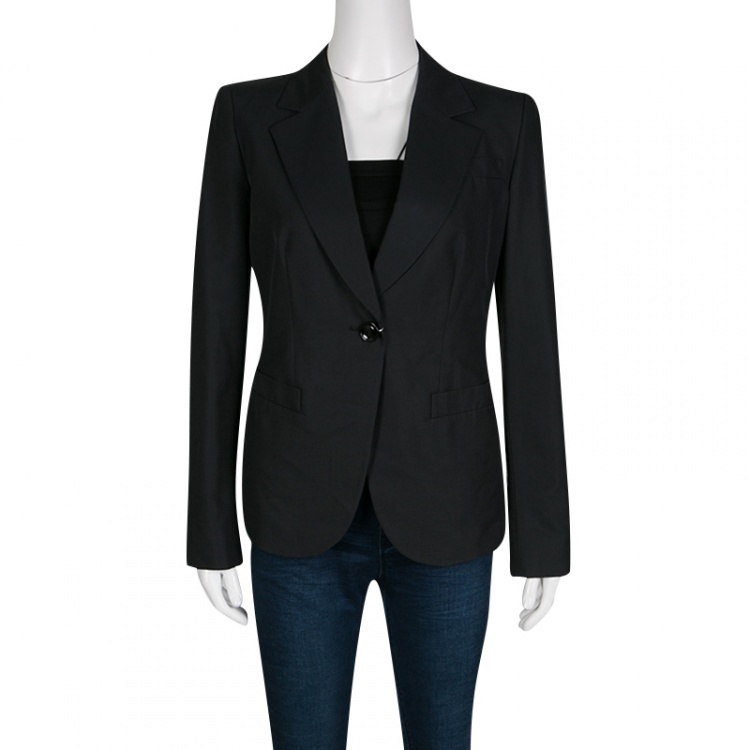Pre Owned Armani Collezioni Black Single Button Tailored Blazer M