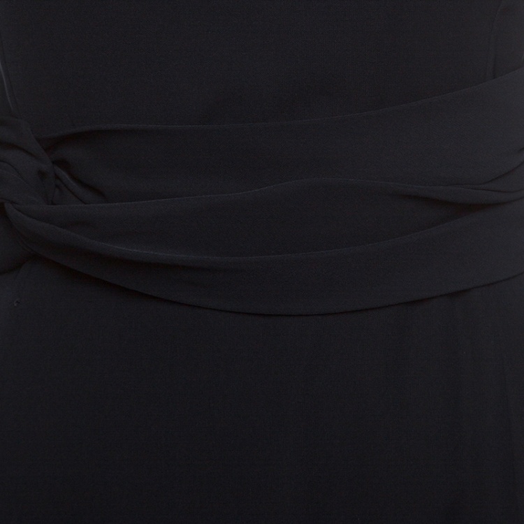 Pre Owned Armani Collezioni Navy Blue Draped Waist Sleeveless Maxi Dress S