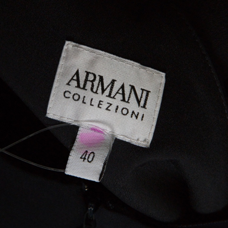 Pre Owned Armani Collezioni Navy Blue Draped Waist Sleeveless Maxi Dress S