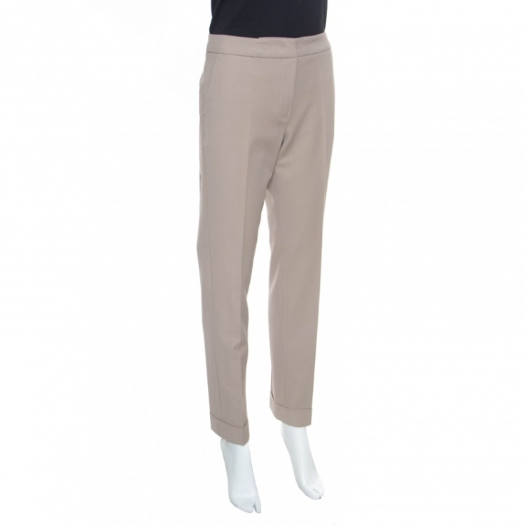 Pre Owned Armani Collezioni Beige Cuffed Hem Tailored Trousers M