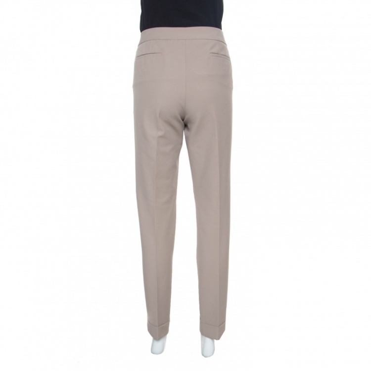 Pre Owned Armani Collezioni Beige Cuffed Hem Tailored Trousers M