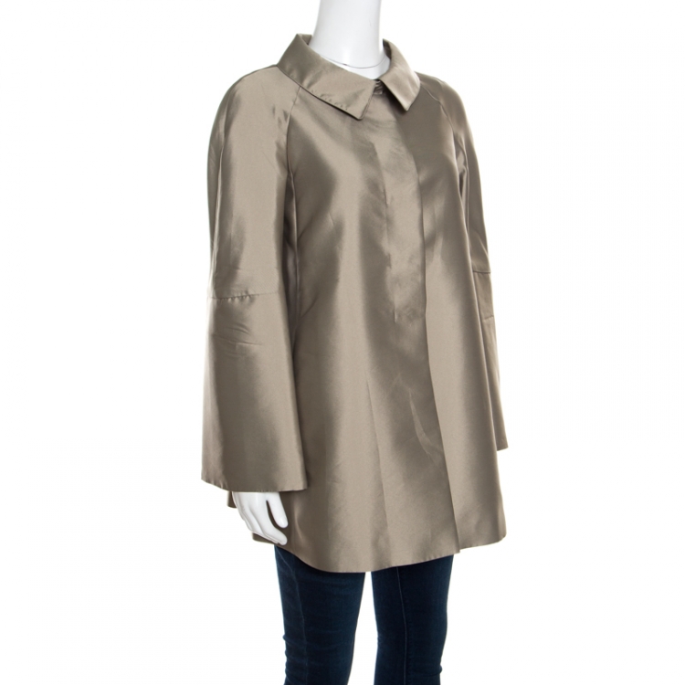 Pre Owned Armani Collezioni Grey Button Front A Line Jacket S