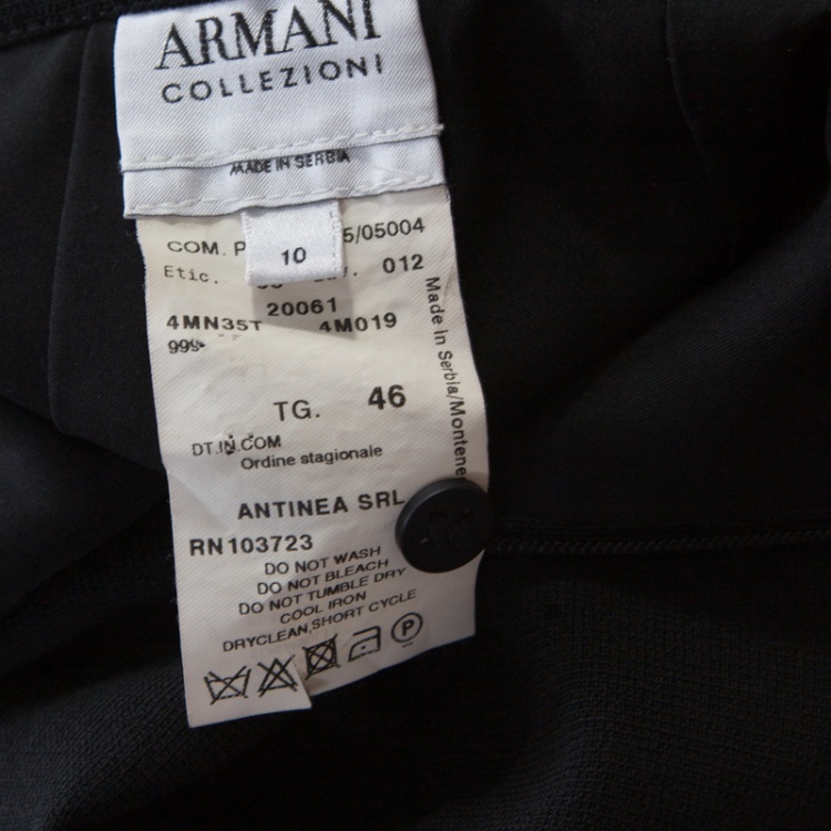 Pre Owned Armani Collezioni Black Basket Weave Wool Paneled A Line Skirt L