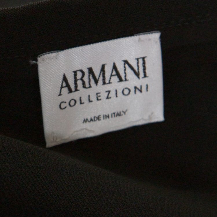 Pre Owned Armani Collezioni Black Stretch Wool Pencil Skirt M