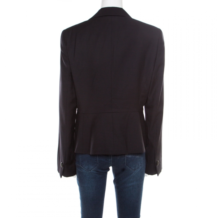 Pre Owned Armani Collezioni Black Wool Peplum Jacket XL