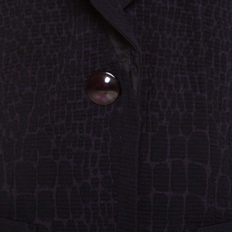 Pre Owned Armani Collezioni Navy Blue and Purple Animal Pattern Jacquard Jacket XL