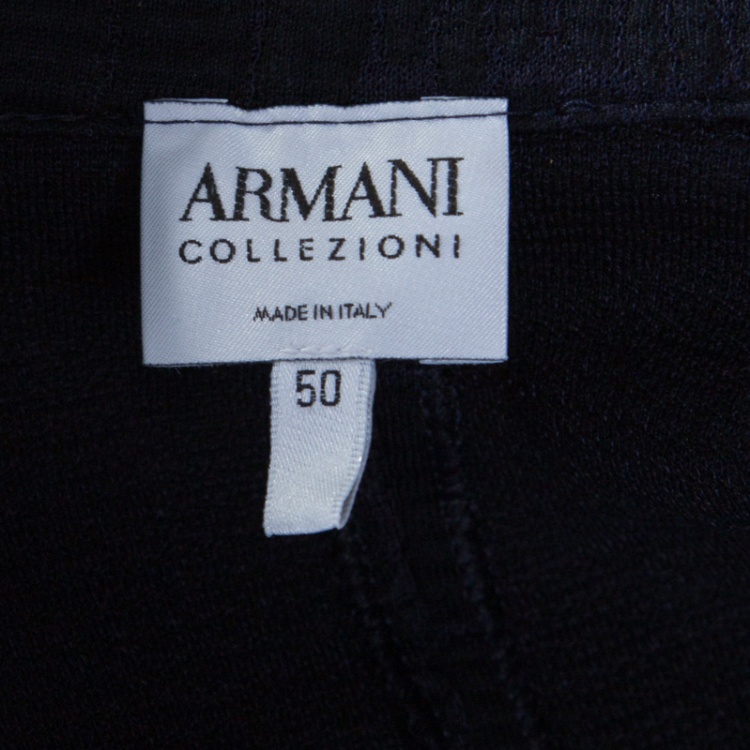 Pre Owned Armani Collezioni Navy Blue and Purple Animal Pattern Jacquard Jacket XL