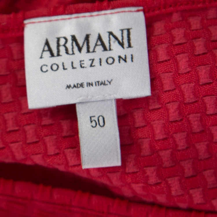 Pre Owned Armani Collezioni Red Basket Weave Textured Knit Sleeveless Tank Top  XL