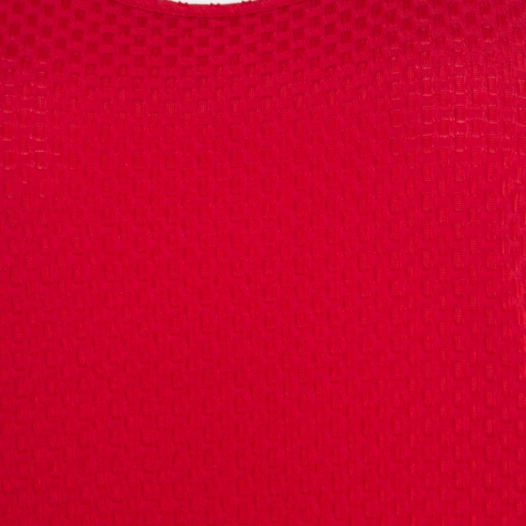 Pre Owned Armani Collezioni Red Basket Weave Textured Knit Sleeveless Tank Top  XL