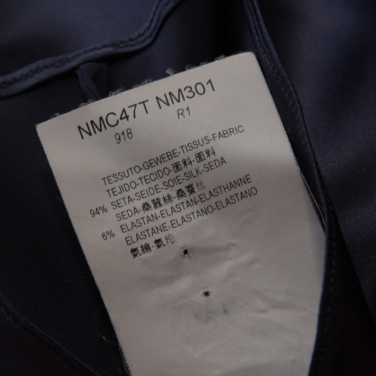 Pre Owned Armani Collezioni Navy Blue Silk Top M