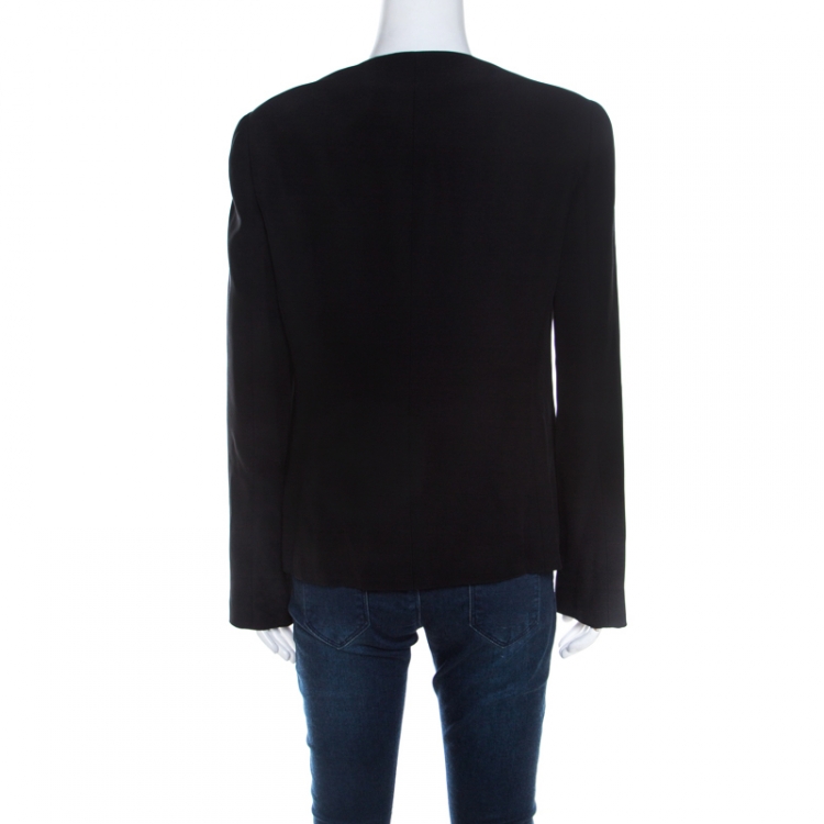 Pre Owned Armani Collezioni Black Wool Blend Crossover Lapel Blazer M 