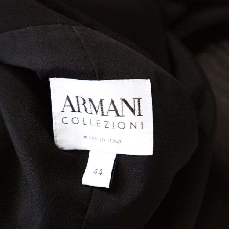 Pre Owned Armani Collezioni Black Wool Blend Crossover Lapel Blazer M 