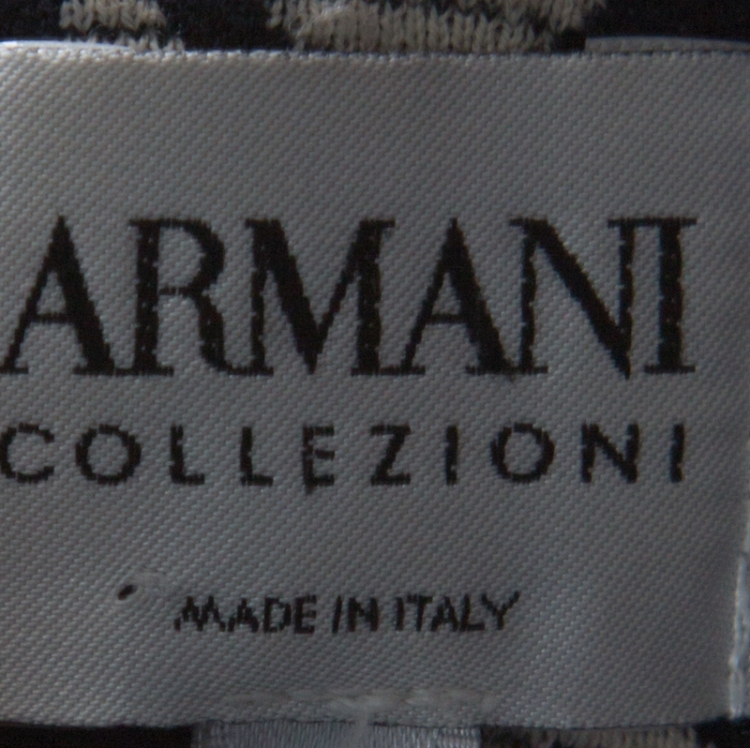 Pre Owned Armani Collezioni Navy Blue & Beige Cotton Woven Loop Button Blazer M