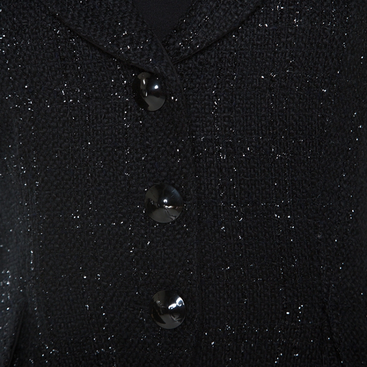 Pre Owned Armani Collezioni Black Lurex Tweed Blazer M
